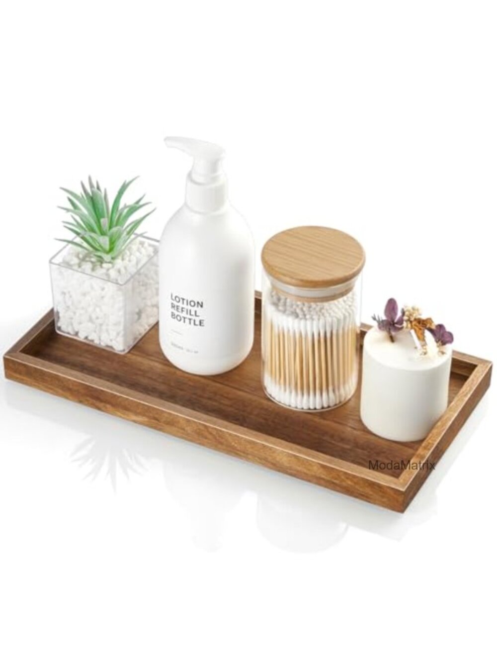 Acacia Wood Bathroom Vanity Tray 11.7in Decorative Counter Organizer